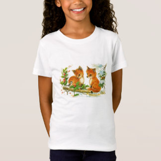 Cute Vintage Christmas Foxes T-Shirt