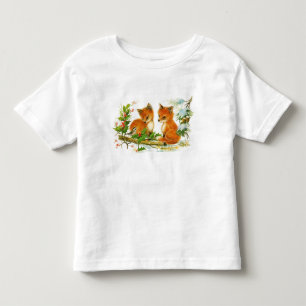 Cute Vintage Christmas Foxes Toddler T-Shirt