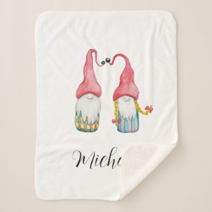 Cute Vintage Christmas Gift Gnomes Sherpa Blanket