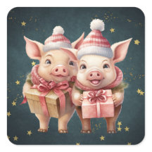 Cute vintage Christmas Pigs