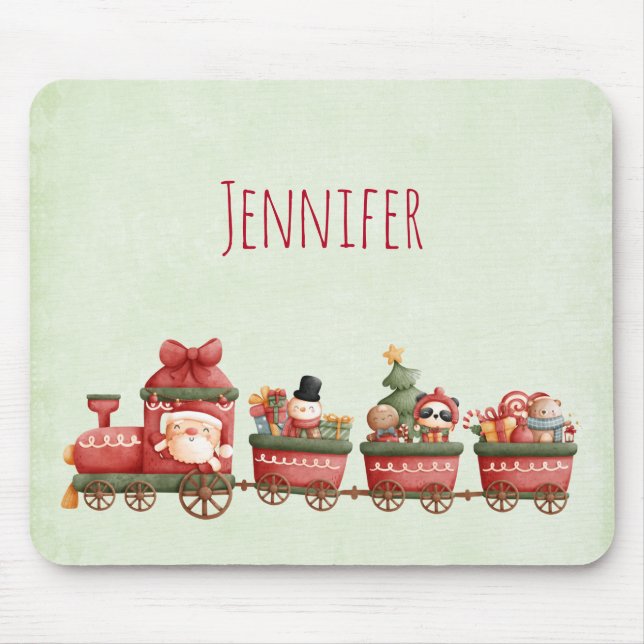 Cute Vintage Christmas Train with Toys Mouse Pad (Front)