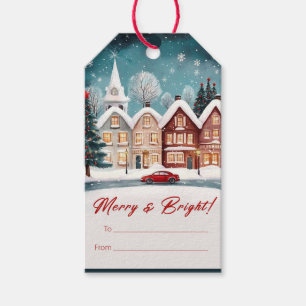 Cute Vintage Christmas Village/Merry And Bright Gift Tags