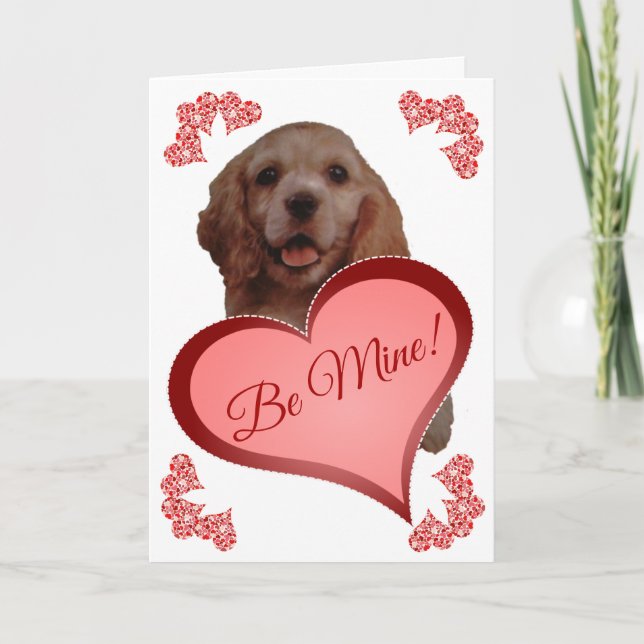 Cute Vintage Cocker Spaniel Custom Valentine Card (Front)