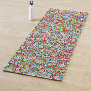 Cute vintage colorful white paisley patterns jigsa yoga mat