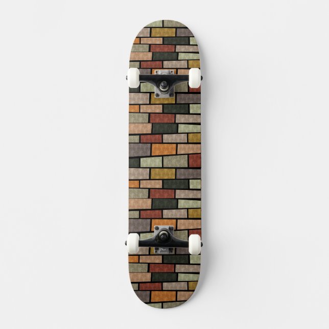 Cute vintage colourful bricks pattern coffee mug skateboard (Front)