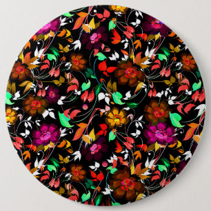 Cute vintage colourful floral texture 6 cm round badge