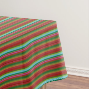 Cute vintage colourful stripes tablecloth