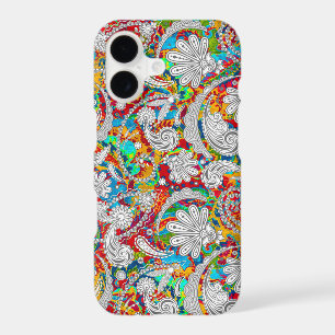 Cute vintage colourful white paisley patterns