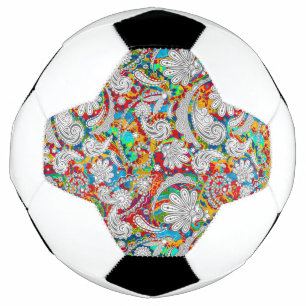 Cute vintage colourful white paisley patterns jigs soccer ball