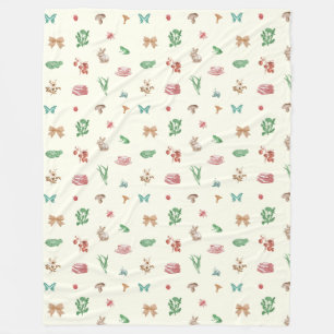 Cute Vintage Cottagecore Aesthetic Pattern Fleece Blanket