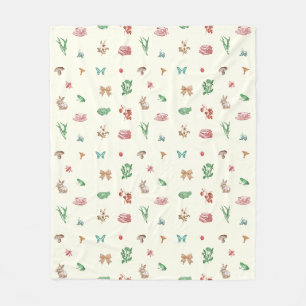 Cute Vintage Cottagecore Aesthetic Pattern Fleece Blanket