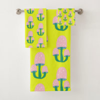 Cute Vintage Cottagecore Mushroom Yellow and Pink 