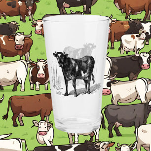 Cute vintage cow Country glass