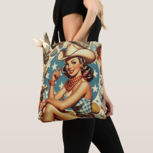Cute Vintage Cowgirl Tote Bag
