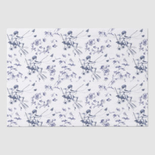 Cute Vintage Cupid Angel Blue Floral Toile Tissue Paper