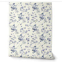 Cute Vintage Cupid Angel Blue Floral Toile