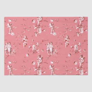 Cute Vintage Cupid Angels Floral Pink Tissue Paper