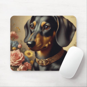 Cute Vintage Dachshund Painting Mouse Pad