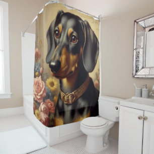 Cute Vintage Dachshund Painting Shower Curtain