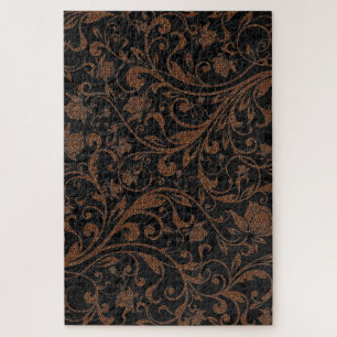 Cute vintage dark brown paisley design jigsaw puzzle
