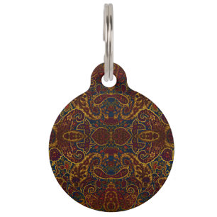 Cute vintage dark brown paisley design pet tag