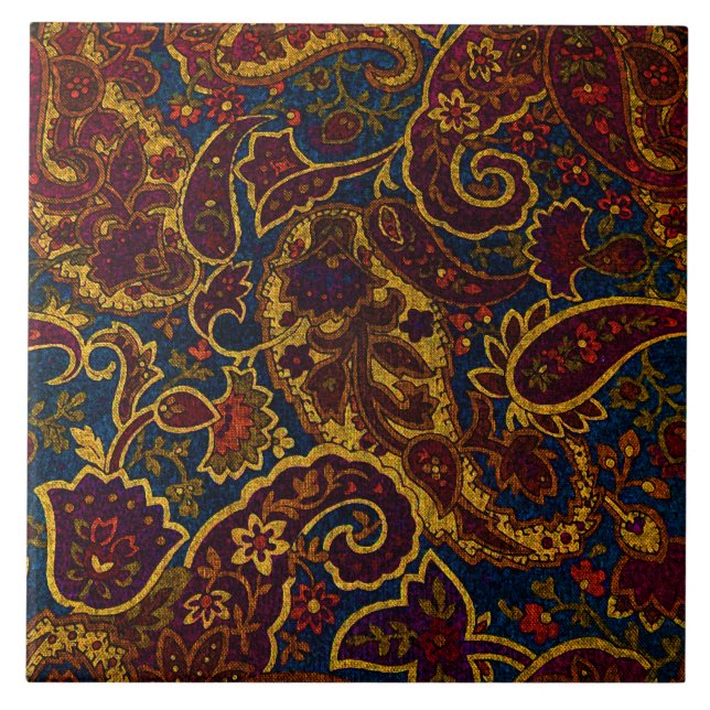 Cute vintage dark brown paisley design tile (Front)