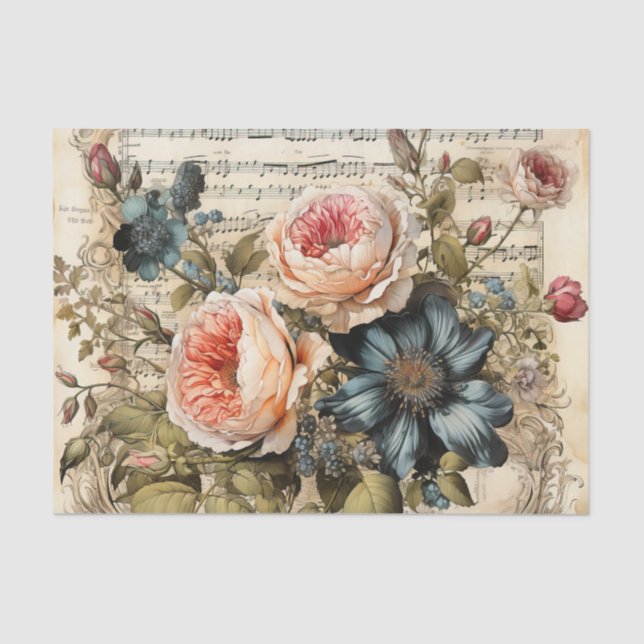 Cute vintage decoupage flowers tissue paper (Front)