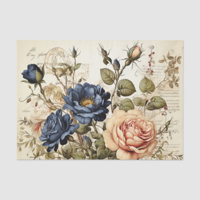 Cute vintage decoupage flowers  tissue paper (Front)