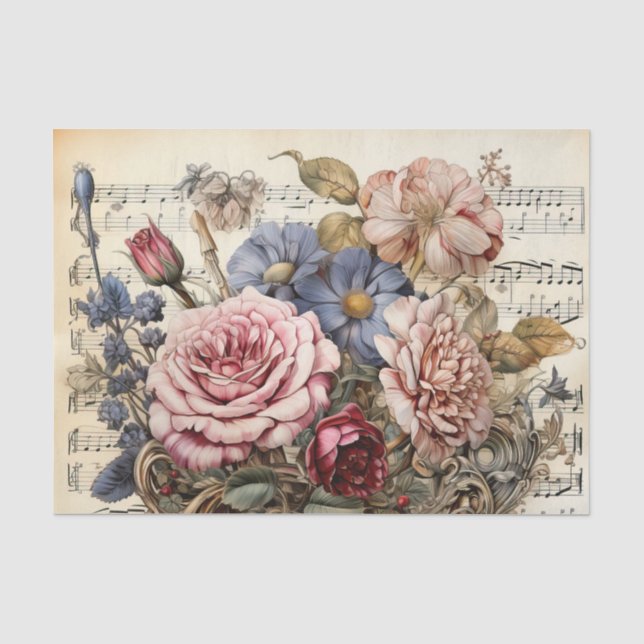 Cute vintage decoupage flowers  tissue paper (Front)