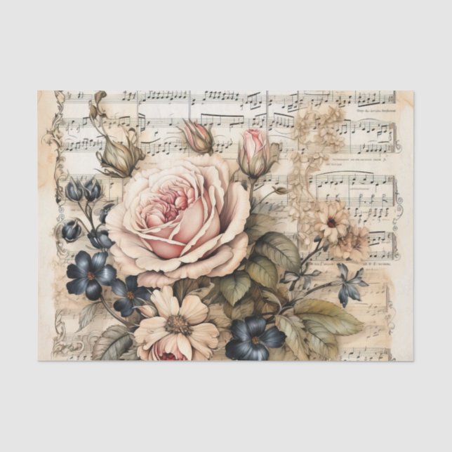 Cute vintage decoupage flowers  tissue paper (Front)
