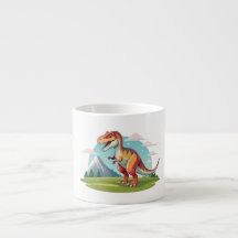 Cute vintage Dinosaur T Rex with Mountain 
