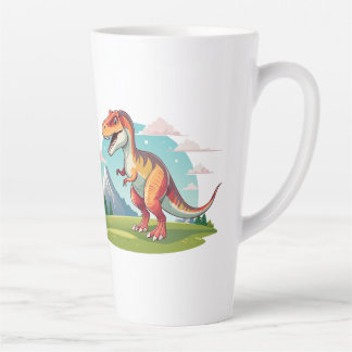 Cute vintage Dinosaur T Rex with Mountain  Latte Mug