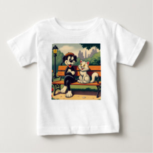 Cute, vintage dog/cat cartoon baby T-Shirt