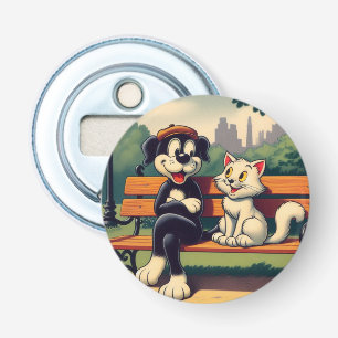 Cute, vintage dog/cat cartoon bottle opener
