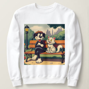 Cute, vintage dog/cat cartoon sweatshirt