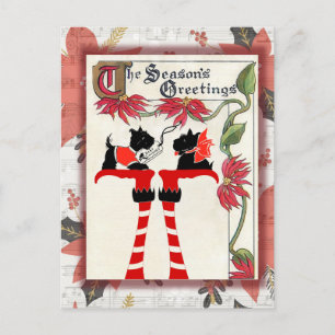 Cute Vintage Dog Christmas Greetings Postcard