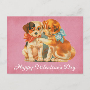 Cute Vintage Dog Happy Valentines Day Postcard