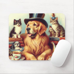 Cute Vintage Dog Painting Mouse Pad