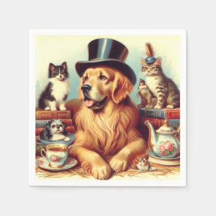 Cute Vintage Dog Painting Napkin