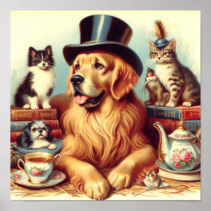 Cute Vintage Dog Painting Poster