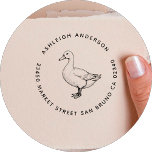 Cute Vintage Duck Family Name and Return Address Self-inking Stamp<br><div class="desc">Add charm to your mail with this custom return address stamp featuring a beautifully detailed vintage duck illustration. Perfect for nature lovers, farm-themed stationery, or rustic weddings, this circular design includes your name and address in a classic sans serif font. Ideal for personal or small business use, this stamp brings...</div>