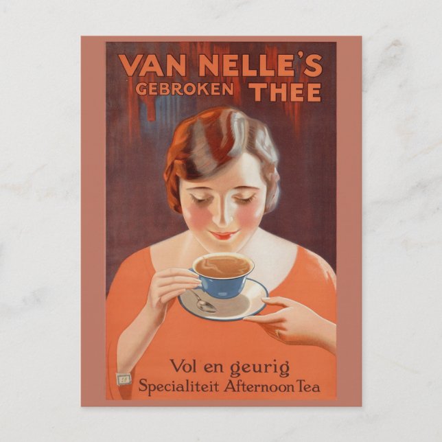Cute Vintage Dutch Hot Tea Netherlands Postcard (Front)