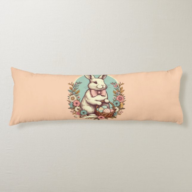 Cute, vintage Easter bunny/egg/basket  Body Cushion (Front)