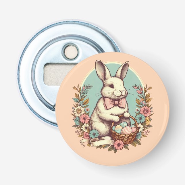 Cute, vintage Easter bunny/egg/basket  Bottle Opener (Front)