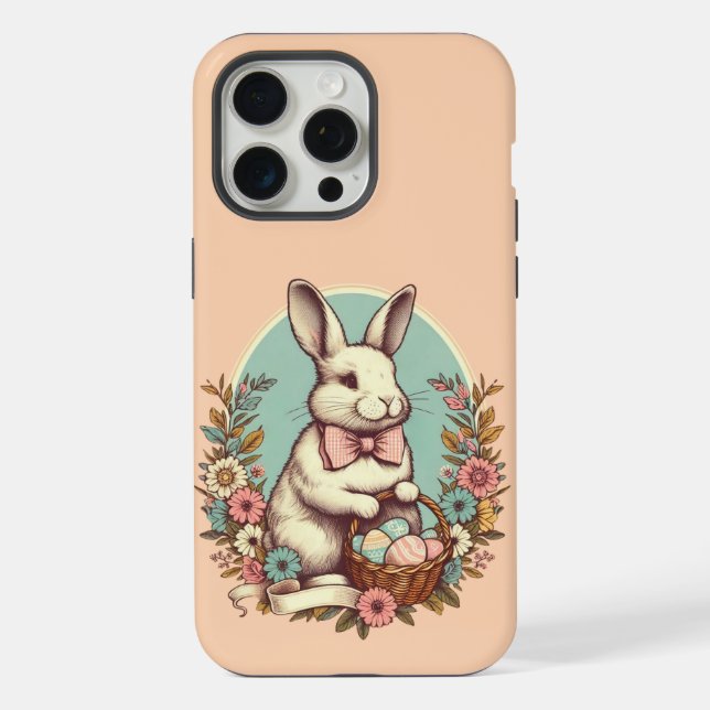 Cute, vintage Easter bunny/egg/basket  iPhone Case (Back)