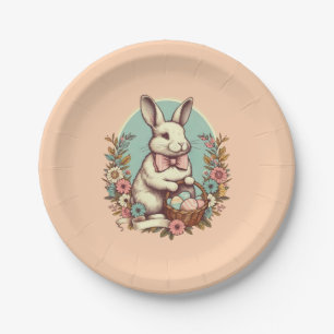 Cute, vintage Easter bunny/egg/basket Paper Plate
