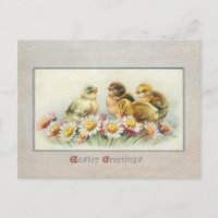 Cute Vintage Easter Chicks and Daisies