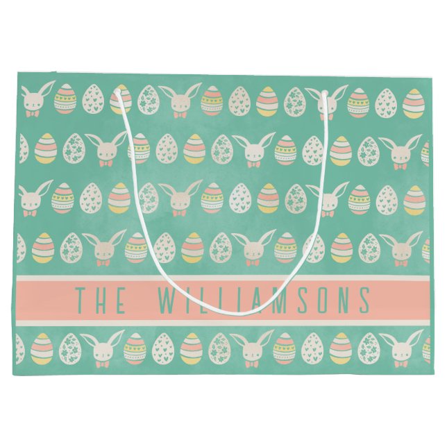 Cute Vintage Easter Eggs Personalised  Large Gift Bag (Back)