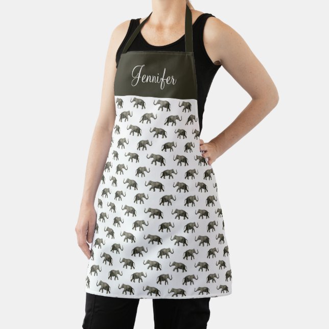 Cute Vintage Elephant Pattern Apron (Insitu)