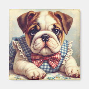 Cute Vintage English Bulldog Art Magnet